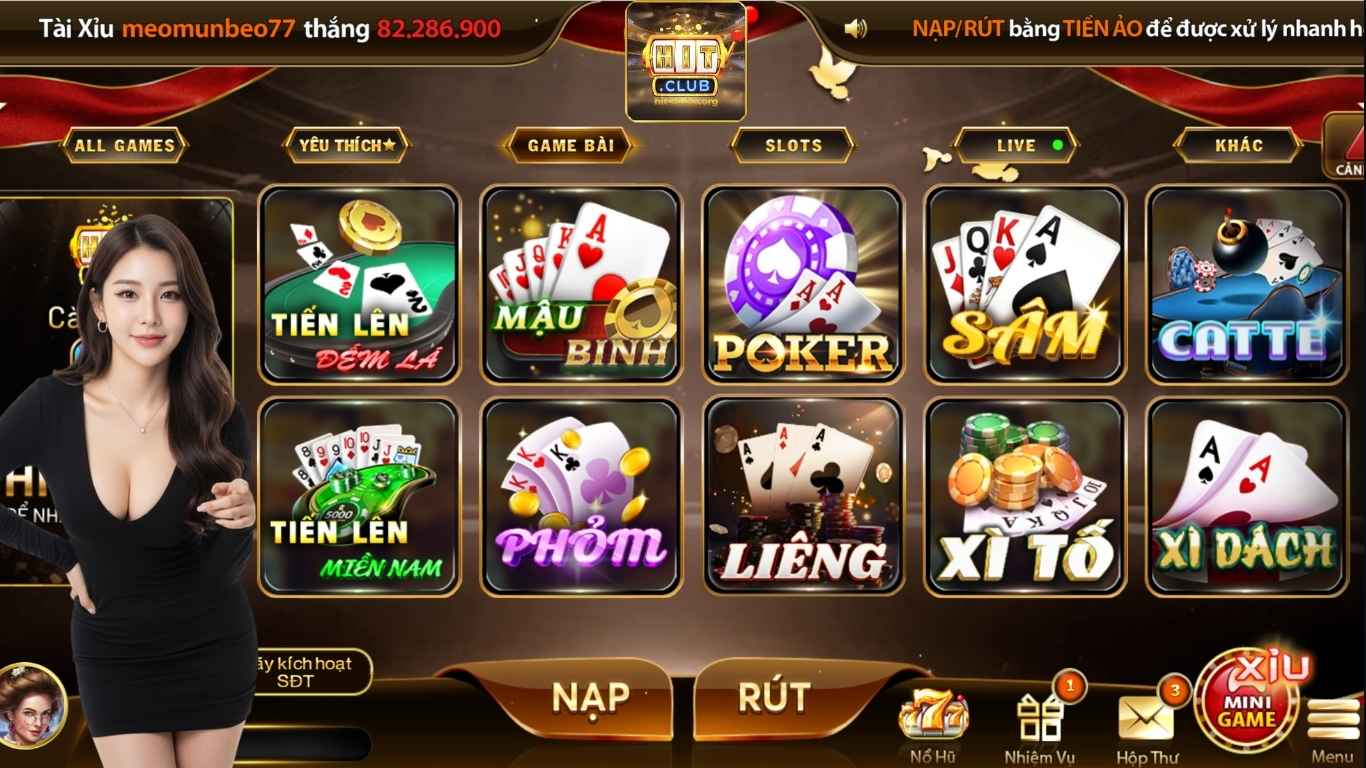 Các trò chơi game bài Hitclub phổ biến