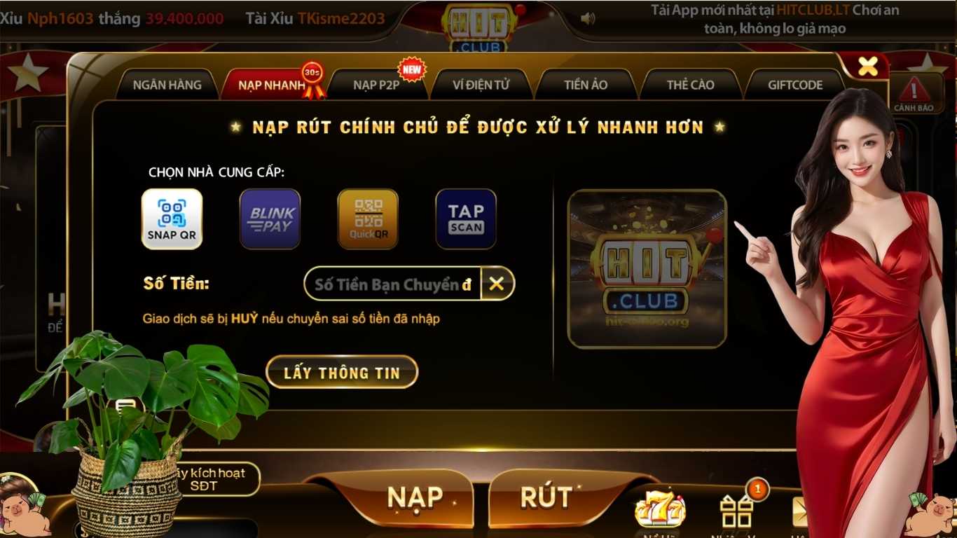 Hướng dẫn cách nạp rút HitClub